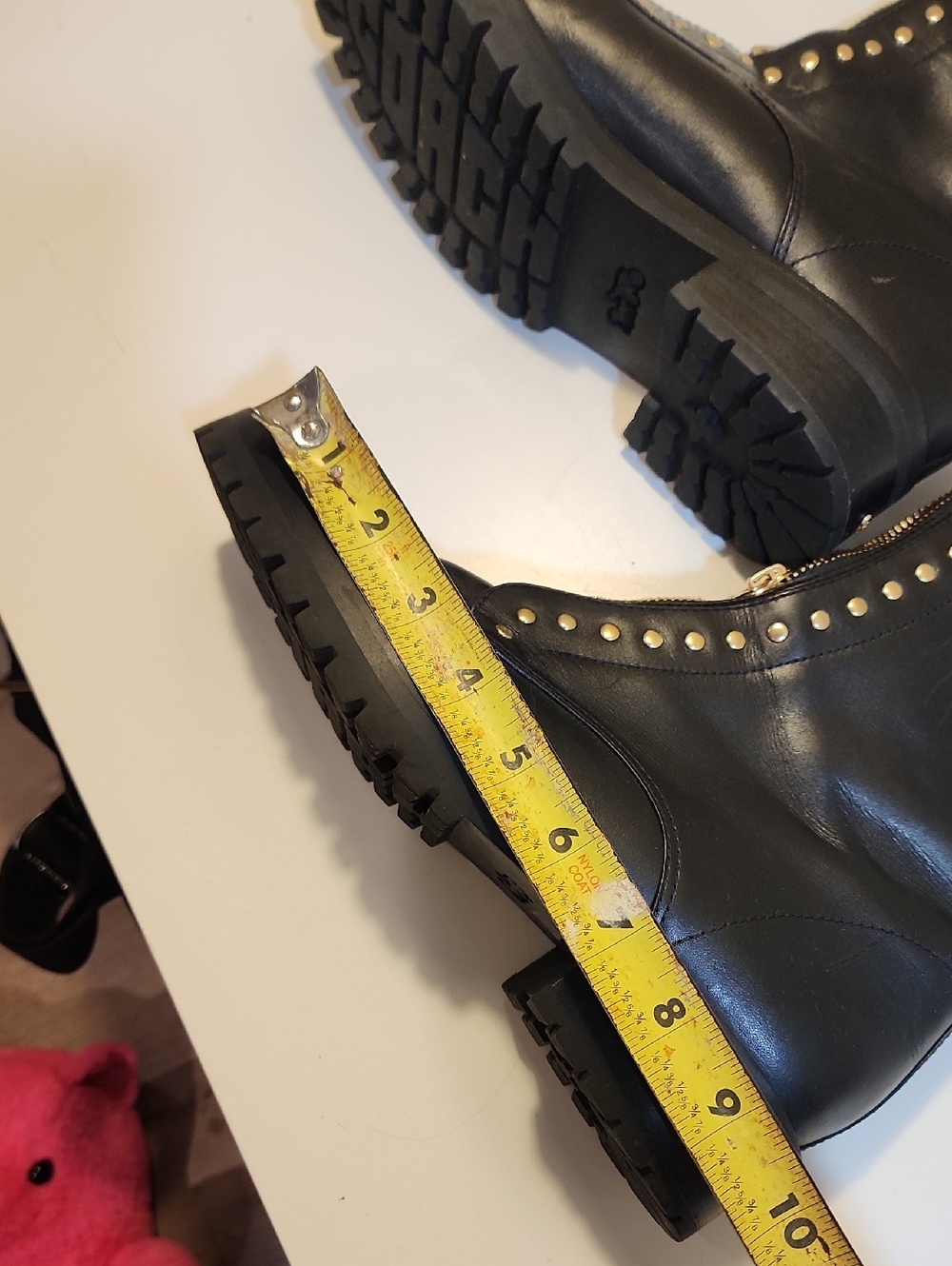 COACH Lara Black Leather Stud Zip Front Booties Sz 9B - Picture 10 of 12